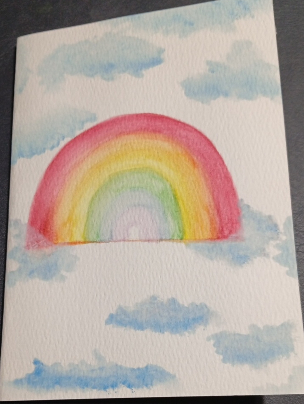 Blank Handmade Watercolor Rainbow Card